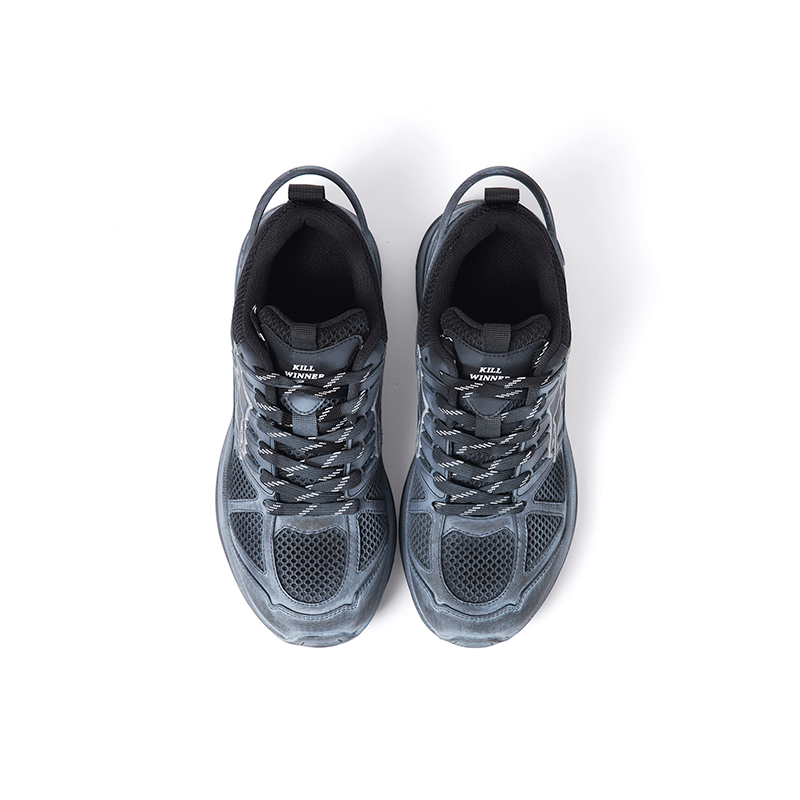 KILLWINNER Slip Resistant Abrasion Resistant Low top Casual City Commuting Running Shoes Unisex Black Gray