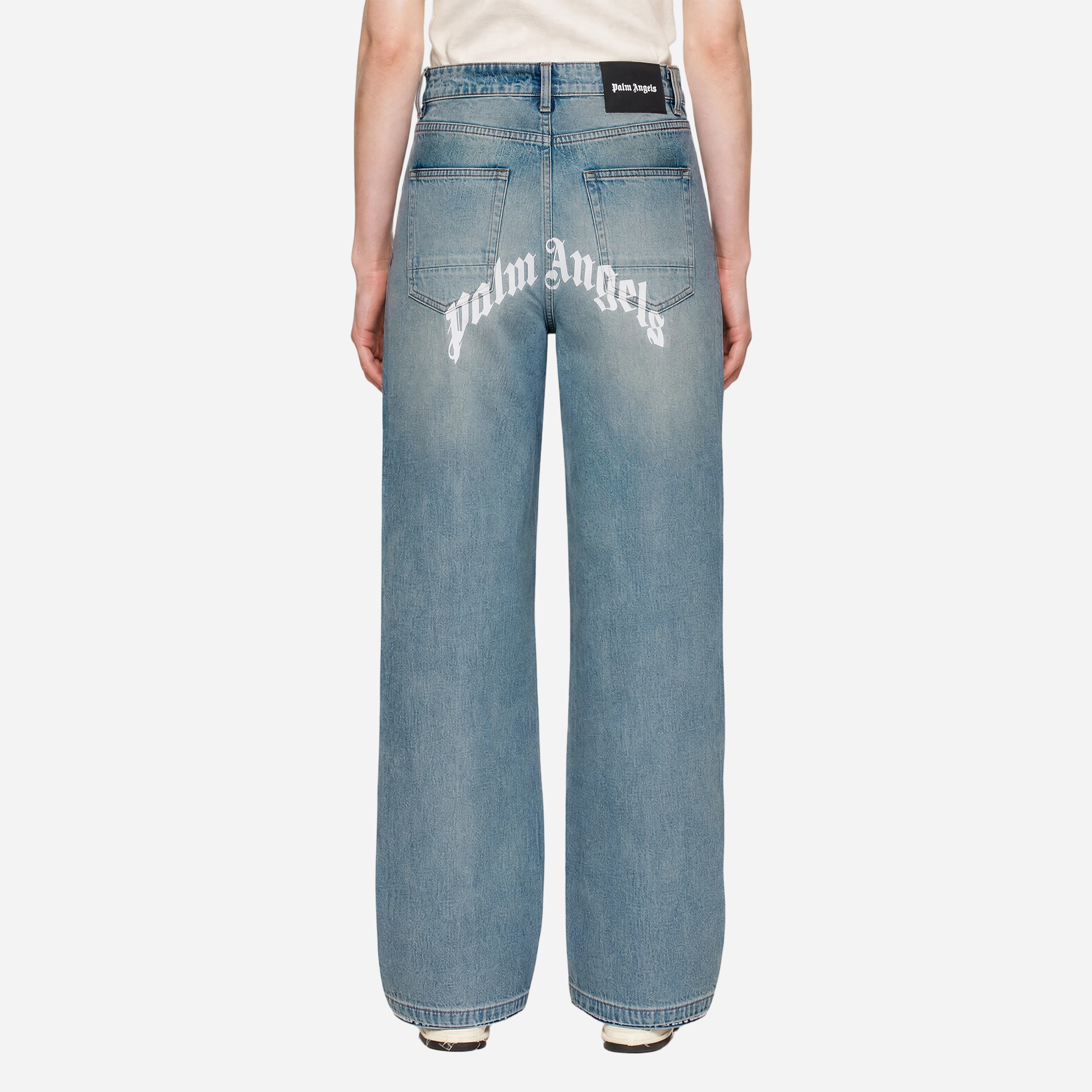 Джинсы PALM ANGELS FW26 logo (голубые) — фото 10