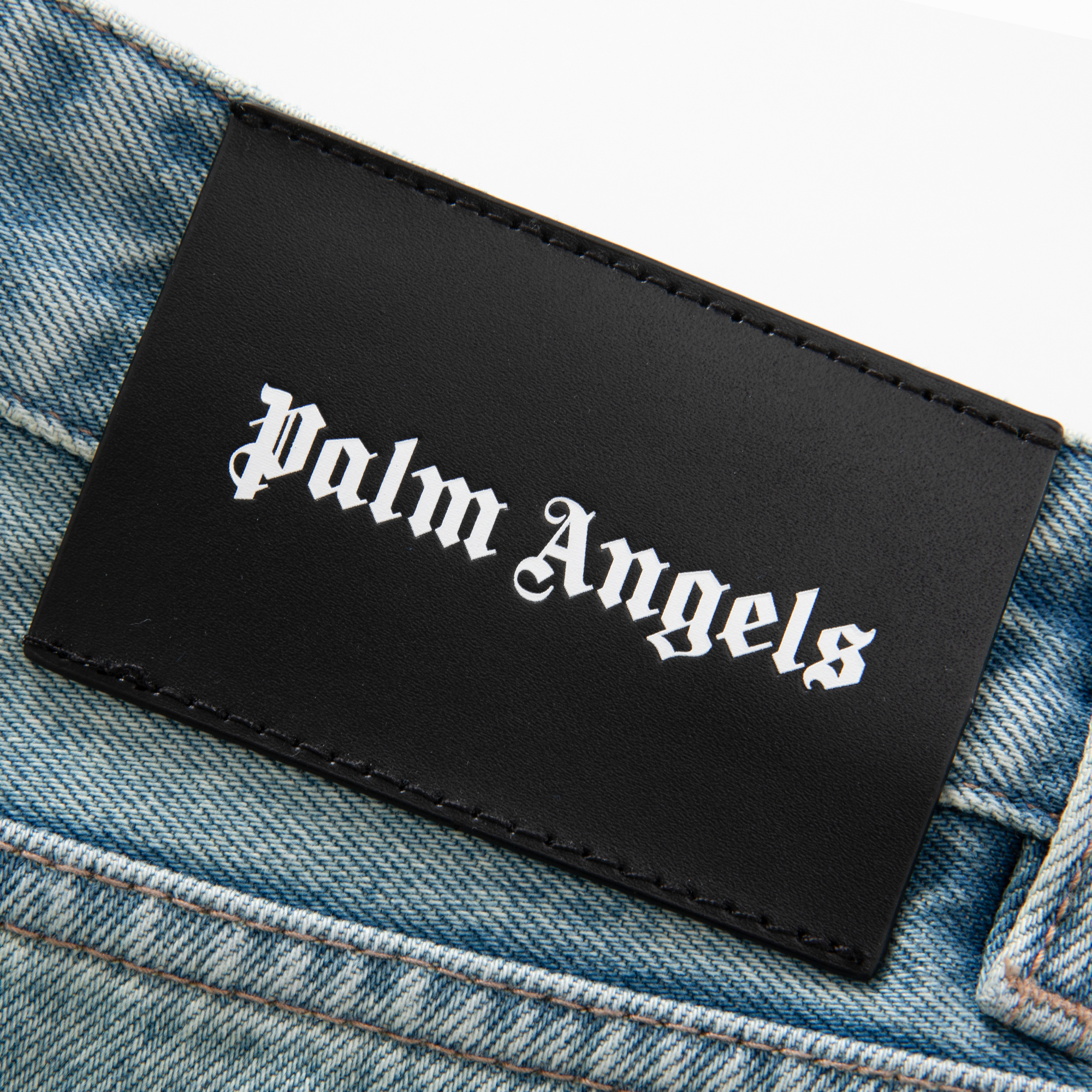 Джинсы PALM ANGELS FW26 logo (голубые) — фото 12