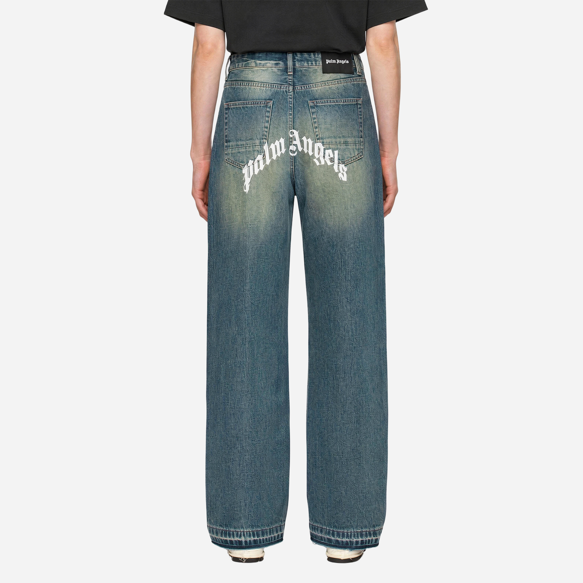 Джинсы PALM ANGELS FW26 logo (голубые) — фото 4