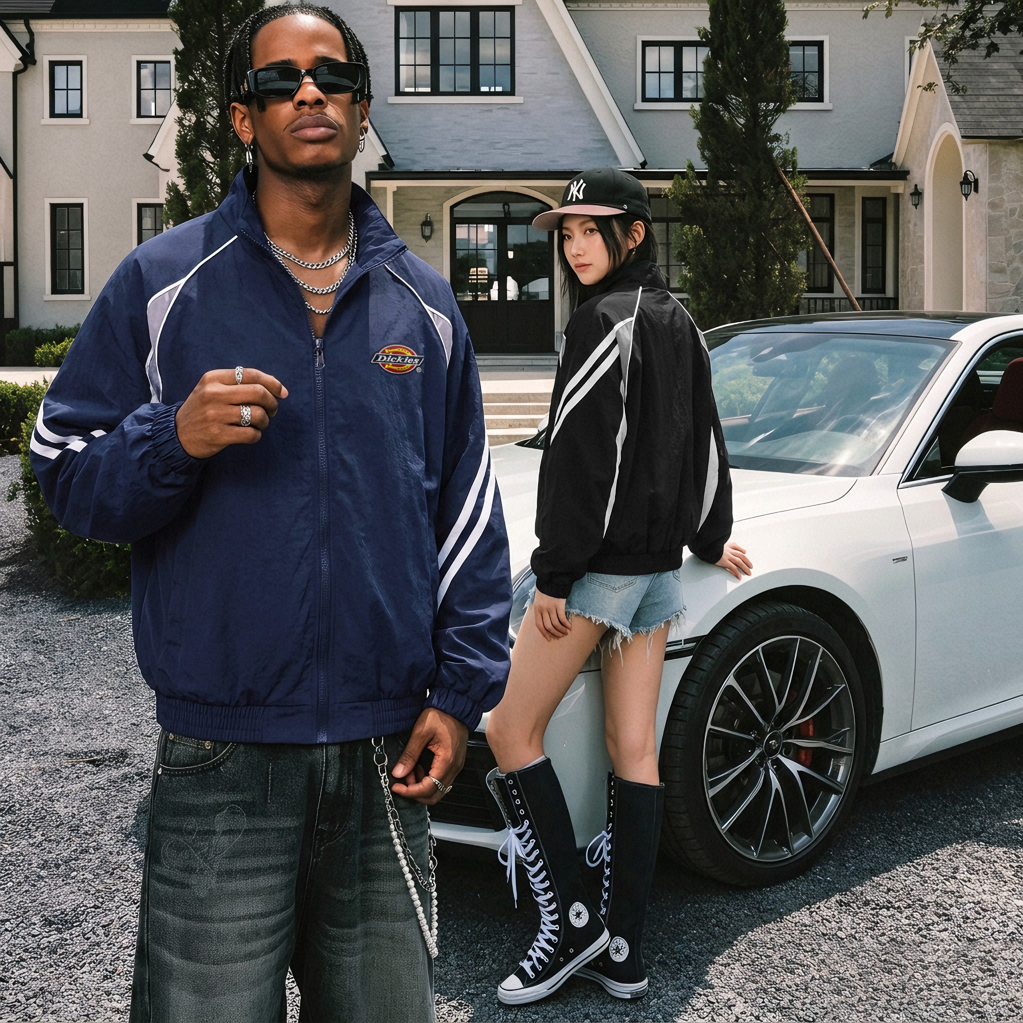 Мужская куртка Dickies (сине-белая) — фото 11