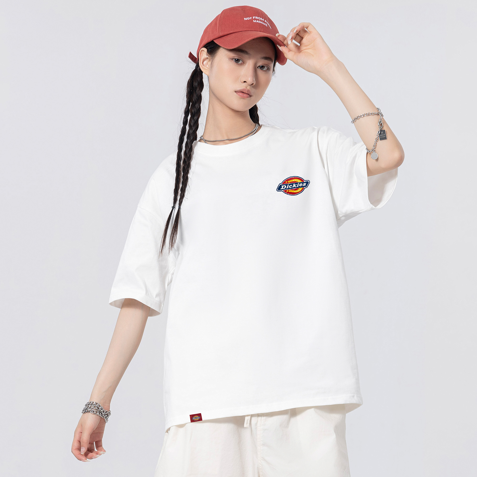 Женская футболка Dickies DKU262MKTKD8-PZY (бежевая) — фото 4