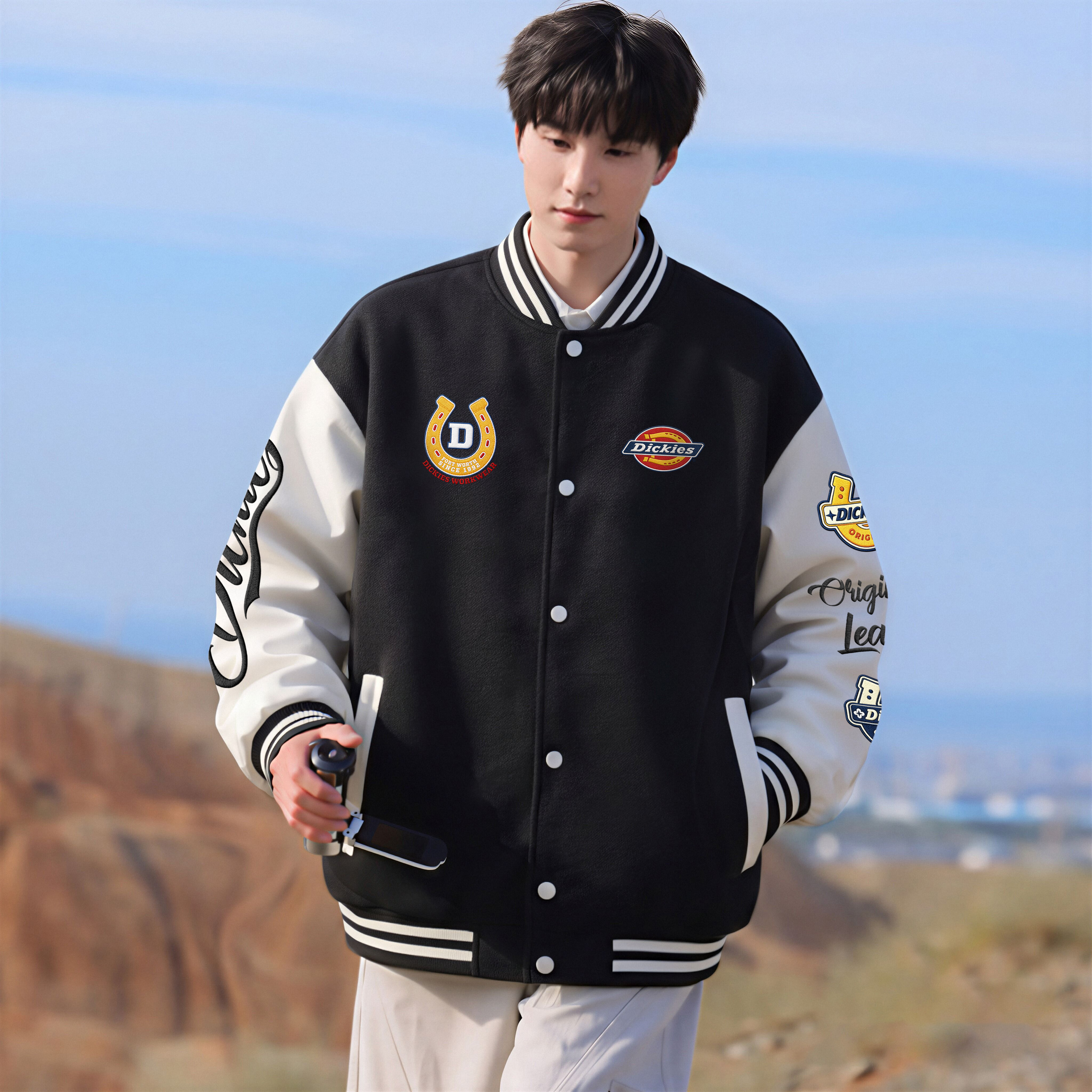 Куртка Dickies Logo (черно-бежевая) — фото 4