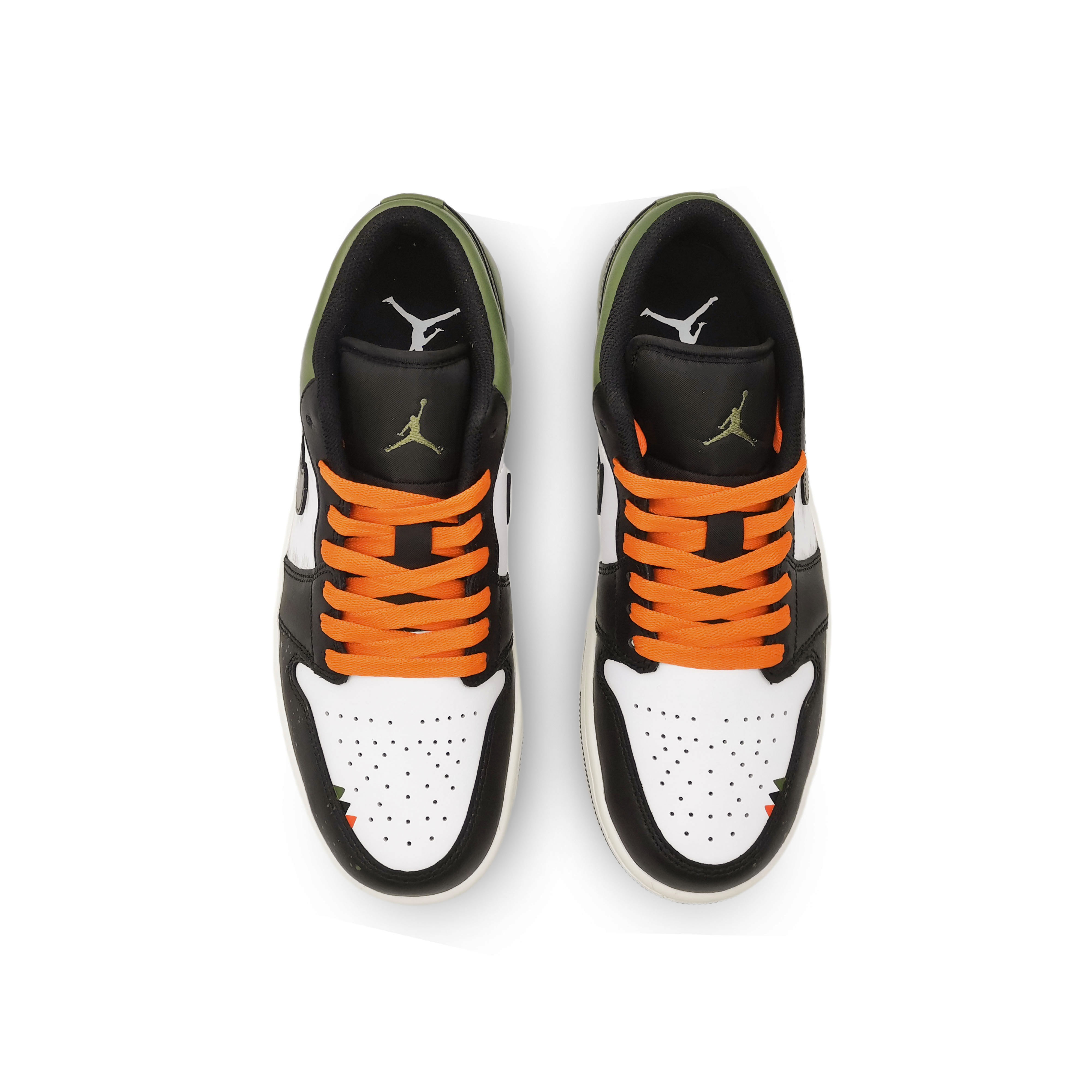 Jordan Air Jordan 1 Slip Resistant Abrasion Resistant Low top Vintage Basketball Shoes Unisex Black White Green