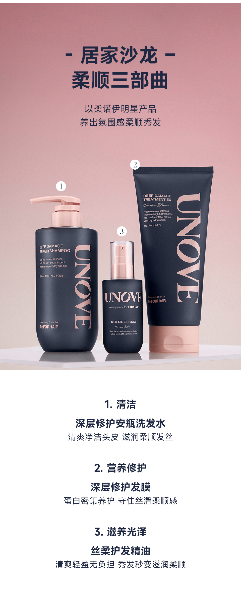 【香港直邮】 韩国 Unove 柔护发精油 70ml ✖️2 (柔绽花香 蛋白滋养) 清爽不油腻 抚平毛躁 柔顺亮泽