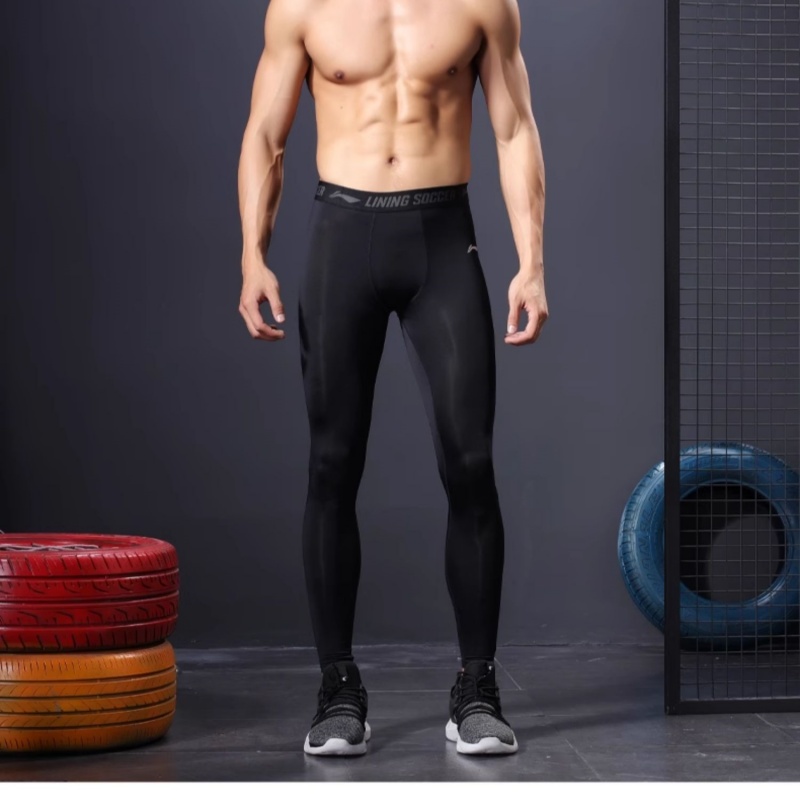 Li Ning Fitness Casual Running Thickened And Fleece Lined Tight Fit Sports Pants Men’s Black