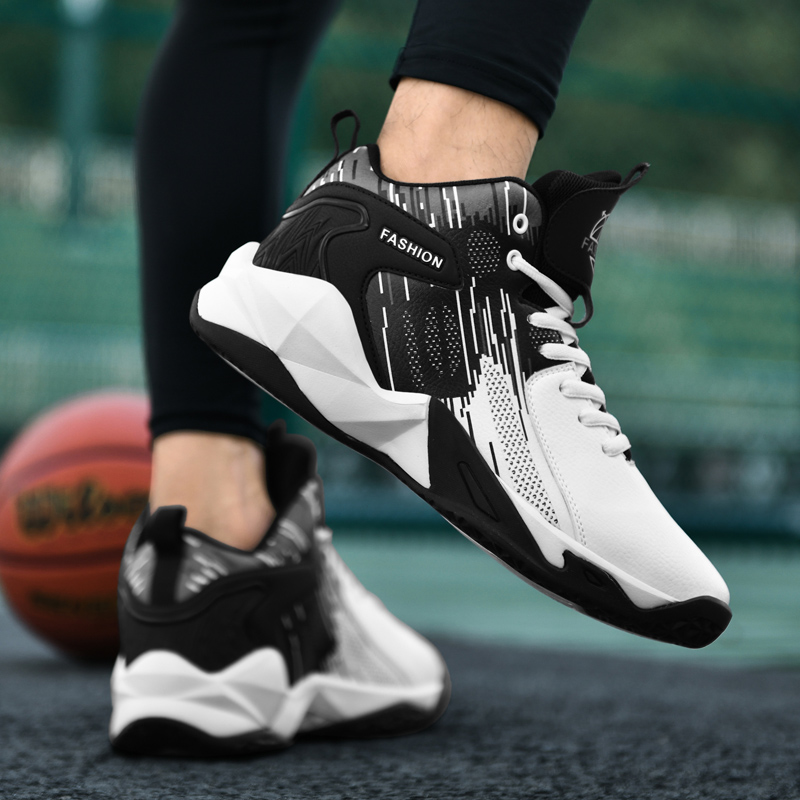 BIANSULONG Slip Resistant And Abrasion Resistant Coverage Mid top Basketball Shoes Unisex White