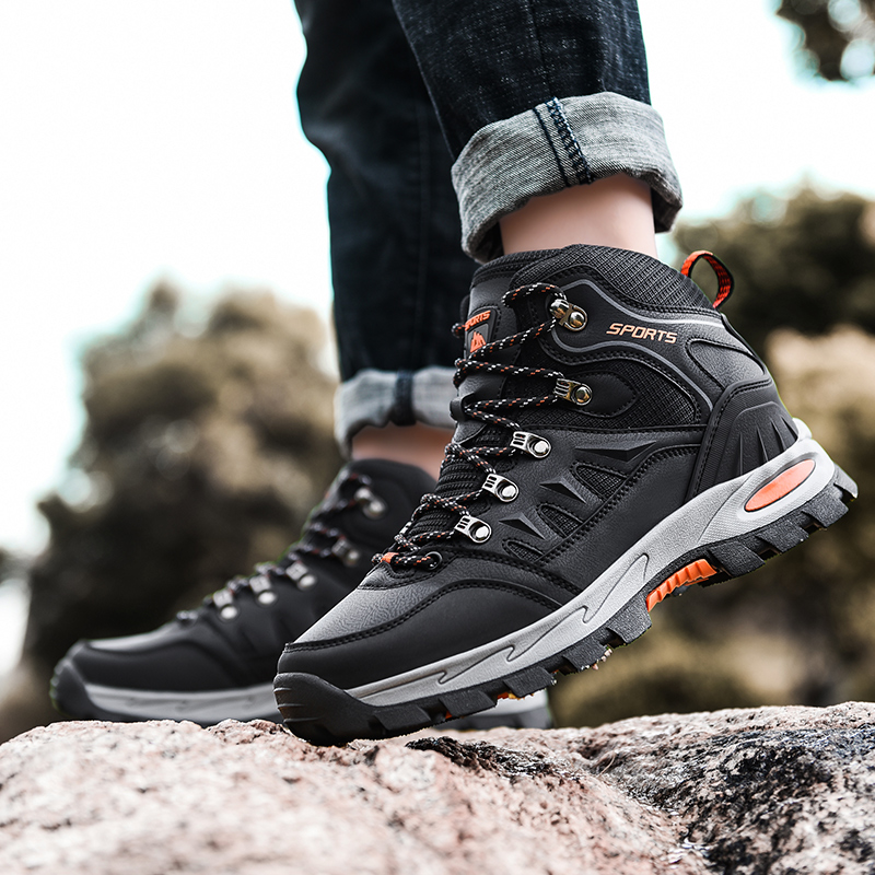 BIANSULONG Slip Resistant, Abrasion Resistant, Waterproof High top Mountaineering Shoes Unisex Black