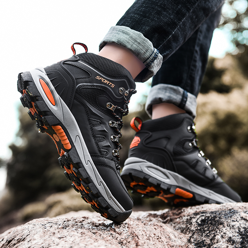 BIANSULONG Slip Resistant, Abrasion Resistant, Waterproof High top Mountaineering Shoes Unisex Black