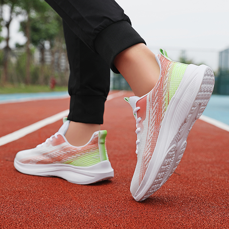BIANSULONG Cushioning Slip Resistant Abrasion Resistant Low top Casual Running Shoes Unisex Neon White
