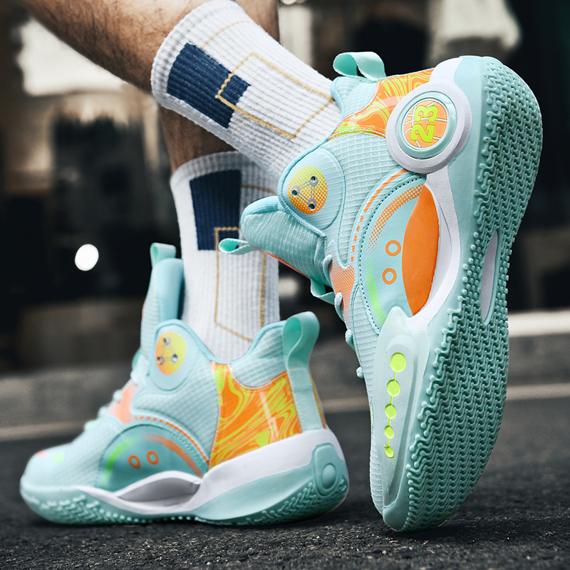 BIANSULONG Cushioning Slip Resistant Abrasion Resistant Low top Basketball Shoes Unisex Aqua