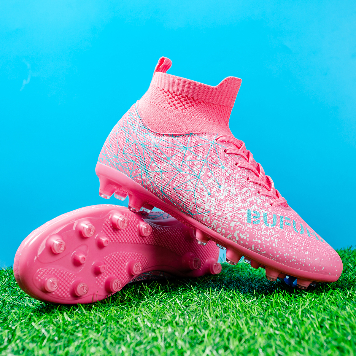 BIANSULONG Soccer Shoes Unisex Low Top Pink