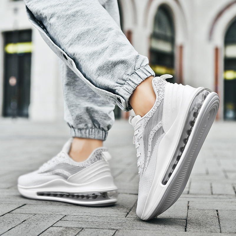 BIANSULONG Running Shoes Men’s Low Top White Light Gray