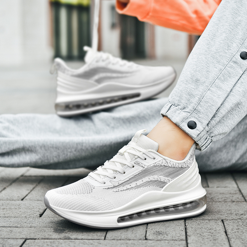 BIANSULONG Running Shoes Men’s Low Top White Light Gray