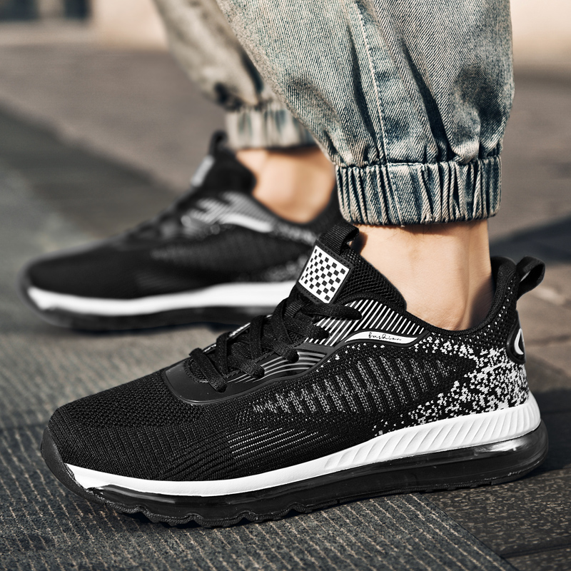 BIANSULONG Cushioning Slip Resistant Abrasion Resistant Low top Casual Running Shoes Men’s Black
