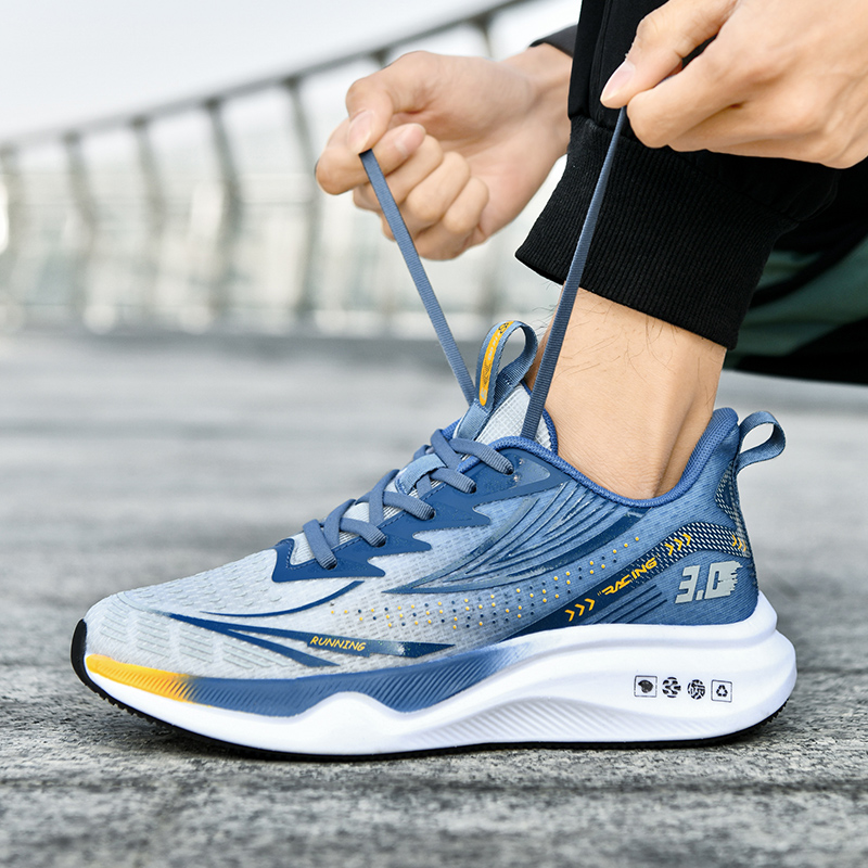 BIANSULONG Slip Resistant And Abrasion Resistant Coverage Low top Running Shoes Men’s Gray Blue