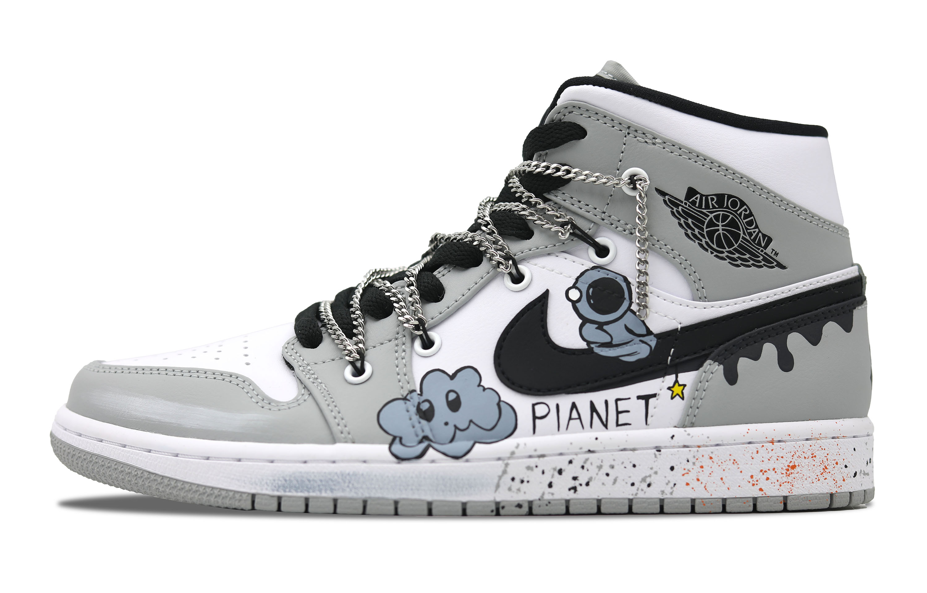 Jordan Air Jordan 1 Cushioning, Wear Resistant Mid top Vintage Basketball Shoes Men’s Gray