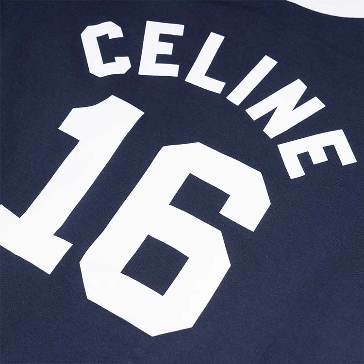 Женская футболка CELINE logo (синяя) — фото 5