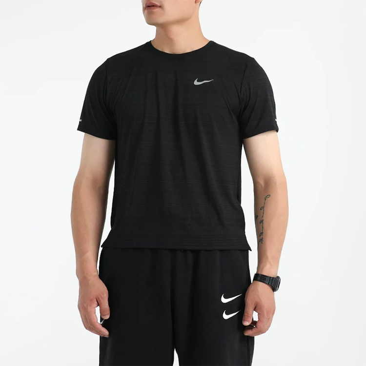 Nike DRI FIT MILER Running T Shirt Men’s 2 Pack Black