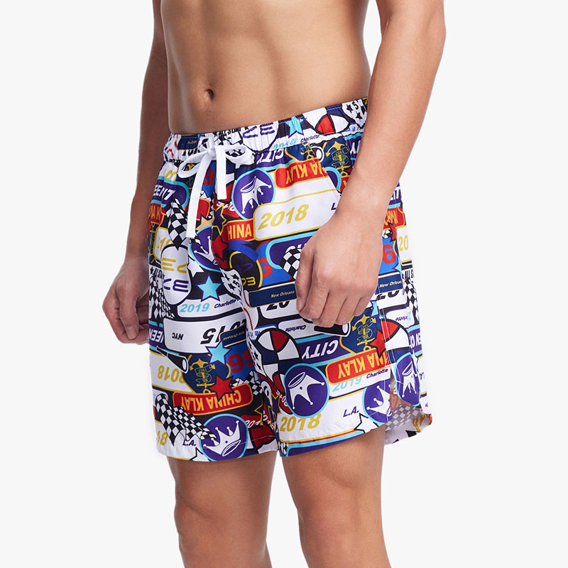 Anta Beach Shorts Men’s Pure White/Basic Black/Celebrity Purple/Racing Red