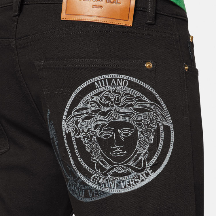 Мужские джинсы Versace Medusa Jeans (черные) — фото 5