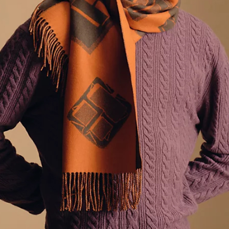 Мужской шарф Hermes Carre (тыквенный) — фото 2