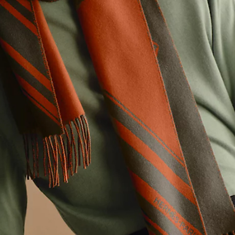 Мужской шарф Hermes Jacquard (тыквенный) — фото 2