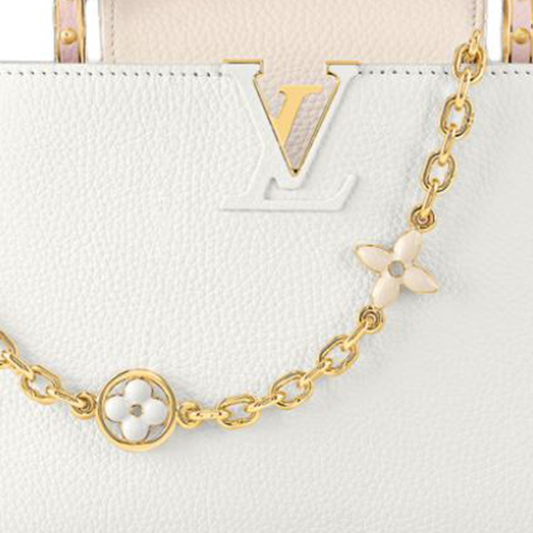 Женская сумка Louis Vuitton Capucines BB (бело-розовая) — фото 4