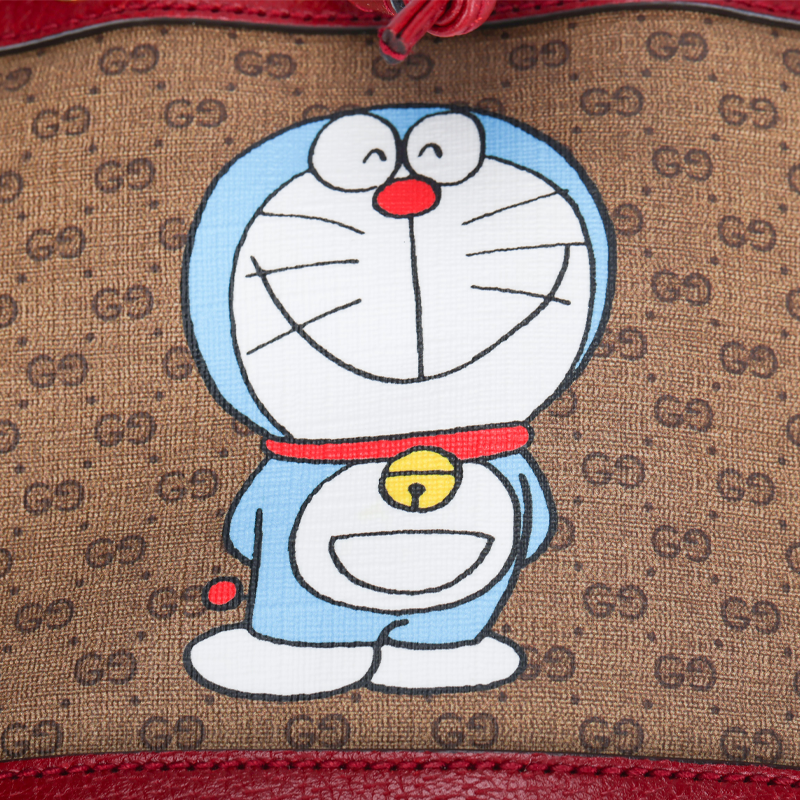 Женская сумка-ведро Gucci x Doraemon (красная) — фото 5