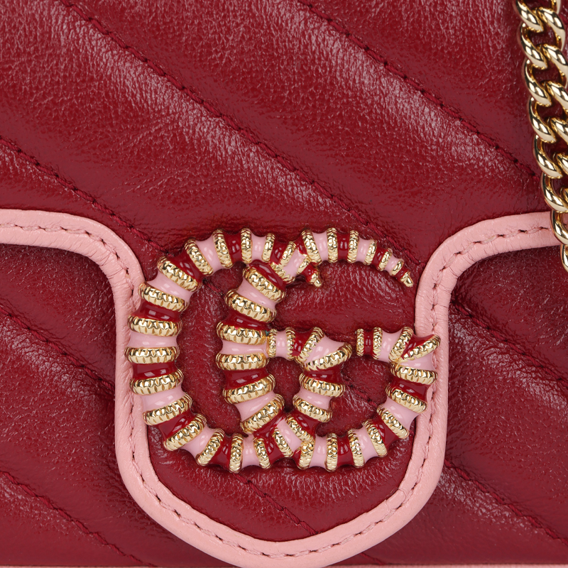 Сумка Gucci GG Marmont Logo (красно-розовая) — фото 5