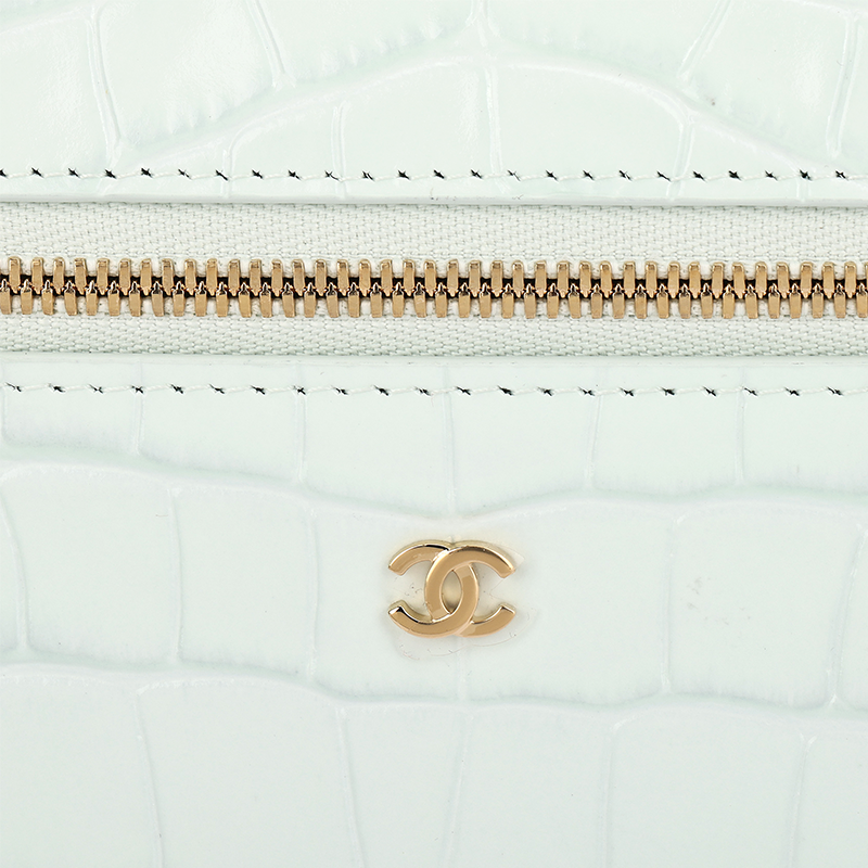 Женская сумка Chanel Vanity Bag with Chain 26B C Logo LP (голубой) — фото 5