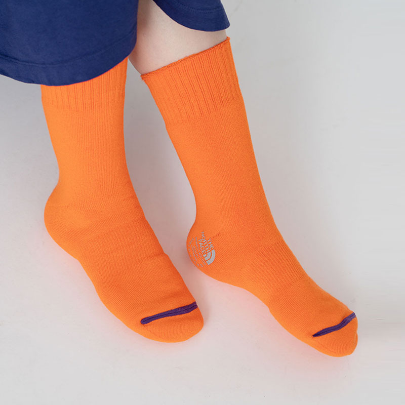 THE NORTH FACE PURPLE LABEL Knee High Socks Unisex 3 Pack White+Orange+Black