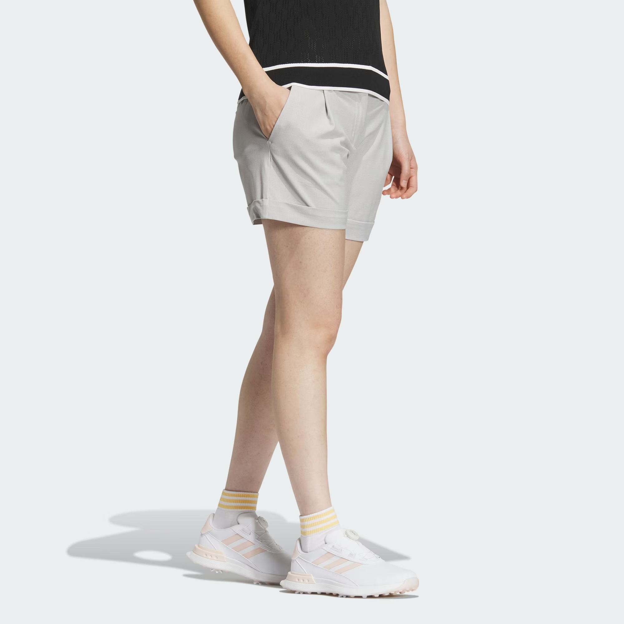 Adidas Checked Pattern 5 Inch Shorts Sports Shorts Women’s Light Gray
