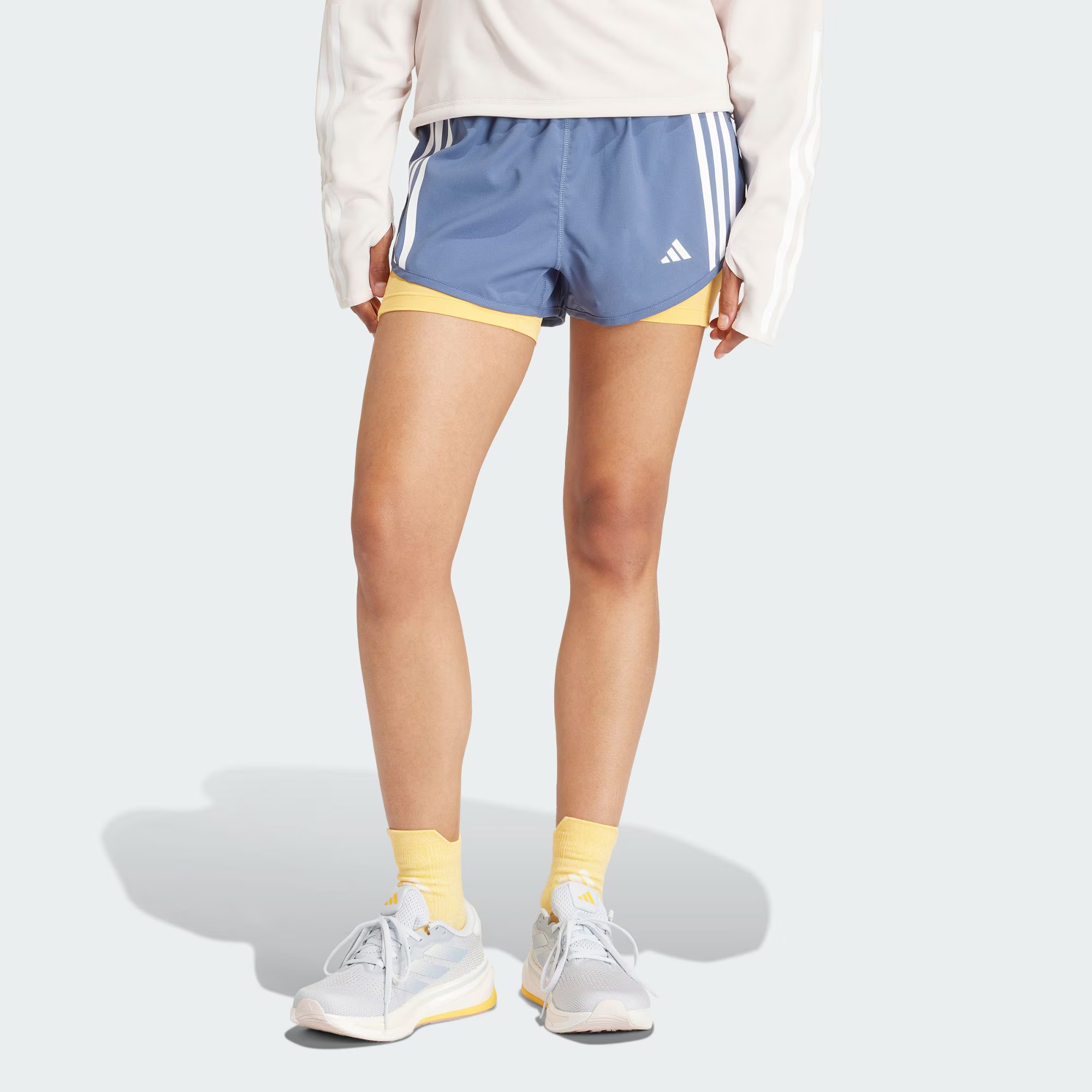 Adidas Free Shipping With AdiClub Own The Run 3 Stripes 2 in 1 Shorts