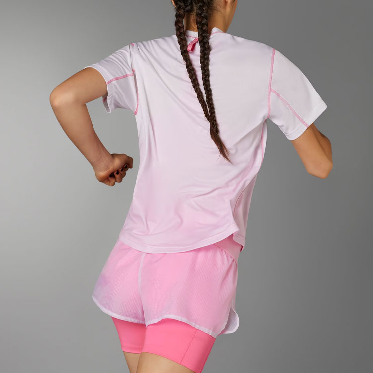 Adidas Drop Shoulder Sleeve Running T Shirt Women’s Clear Pink
