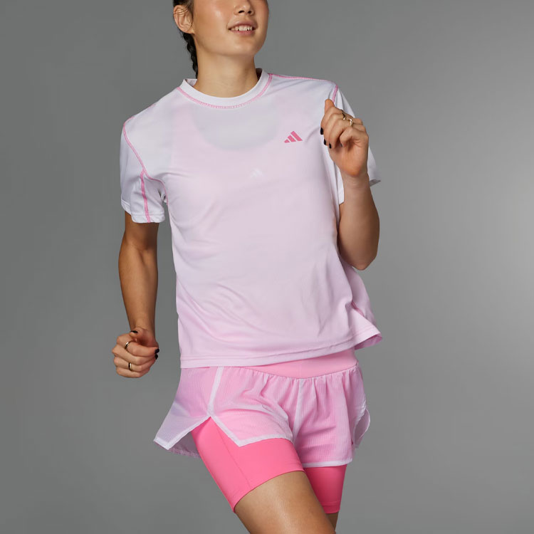 Adidas Drop Shoulder Sleeve Running T Shirt Women’s Clear Pink