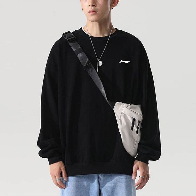 Li Ning Casual Sportswear Men’s Crew Neck Thickened And Fleece Lined