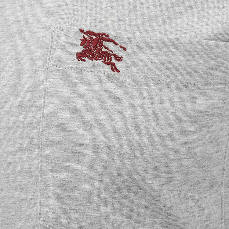 Мужская футболка Burberry Embroidered Logo (серая) — фото 4