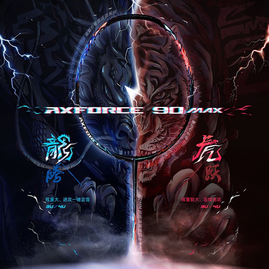 Li Ning Thunder 90 Dragon MAX Full Carbon Badminton Rackets Offensive Type Heavy Head, Stiff Shaft Professional