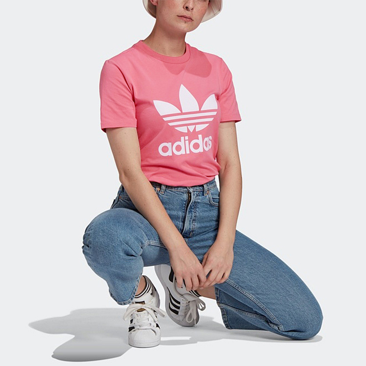 Женская футболка adidas originals Trefoil Tee (розовая) — фото 5