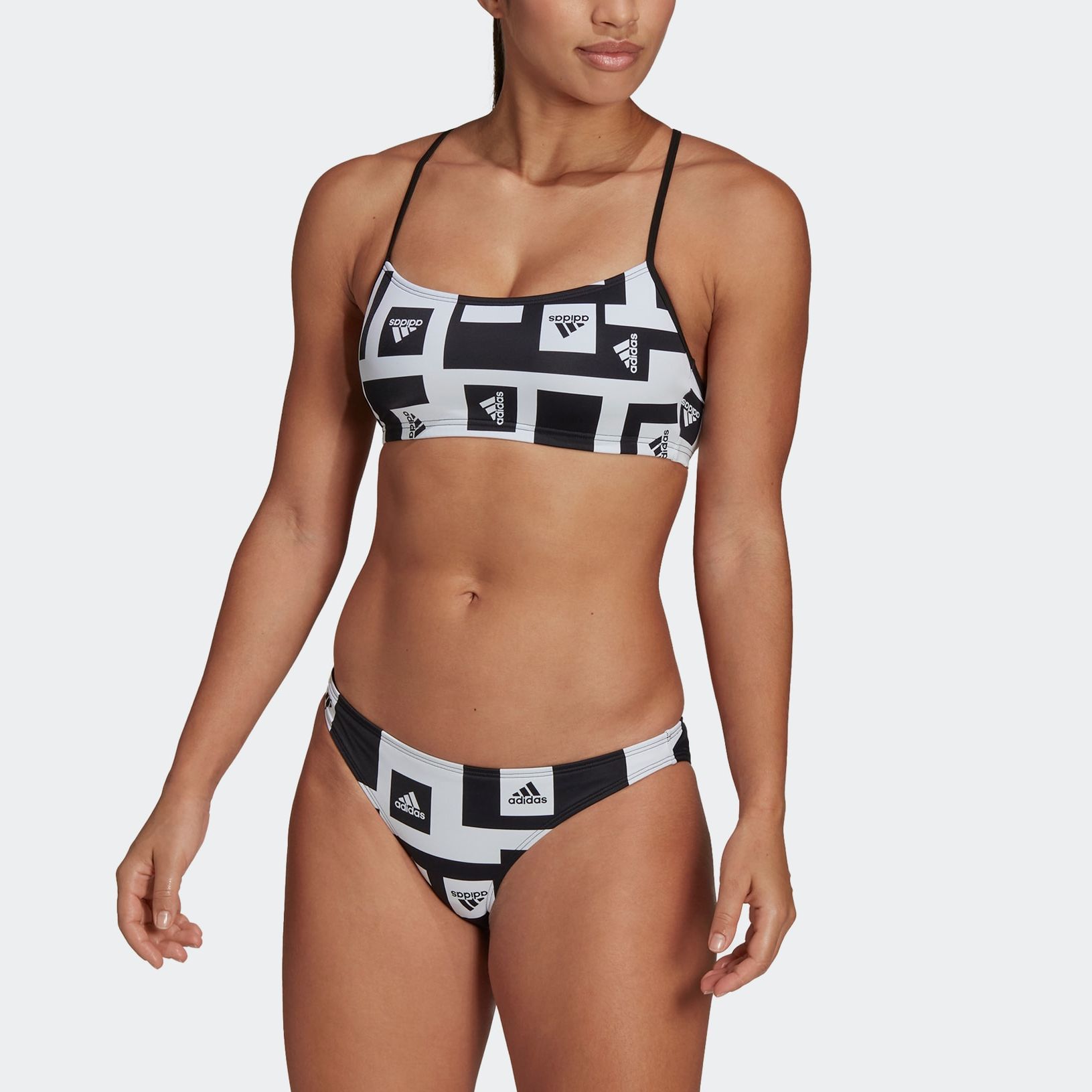 Adidas LOGO GRAPHIC BIKINI Two Piece Swimsuit Women’s White/Black