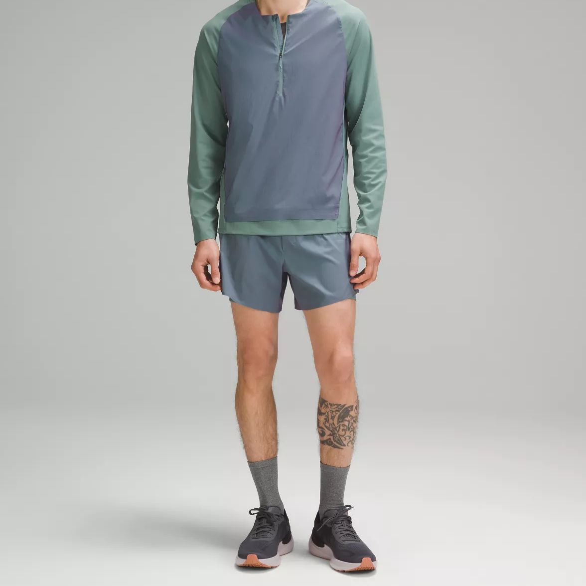 Lululemon Fast And Free Lined Short 5′ Iridescent Sports Shorts Men’s Tide Blue/Power Purple