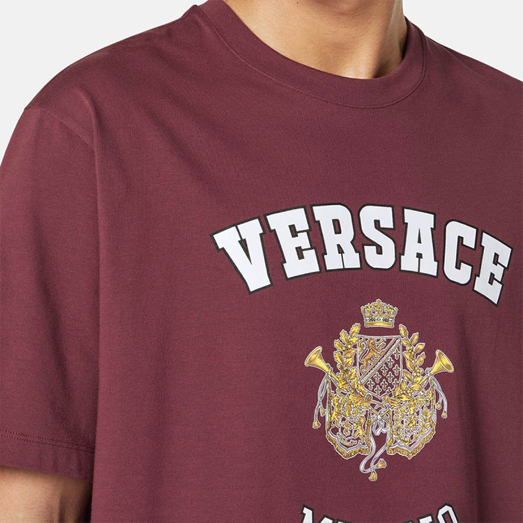 Мужская футболка Versace (бордовая) — фото 5