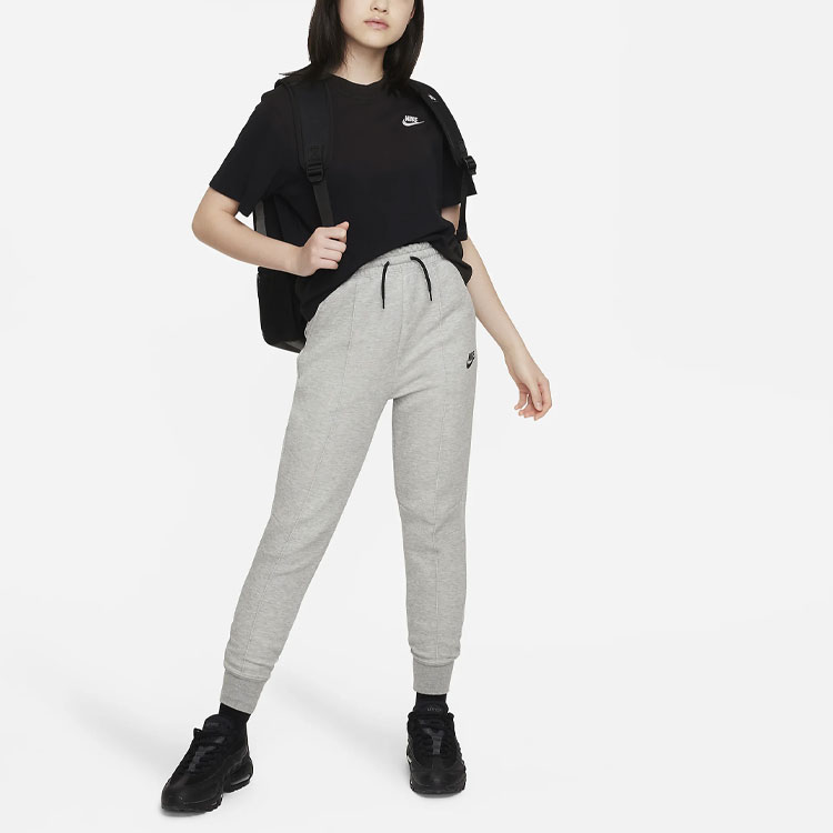 Детские штаны Nike Sportswear Tech Fleece Logo (светло-серый) — фото 3