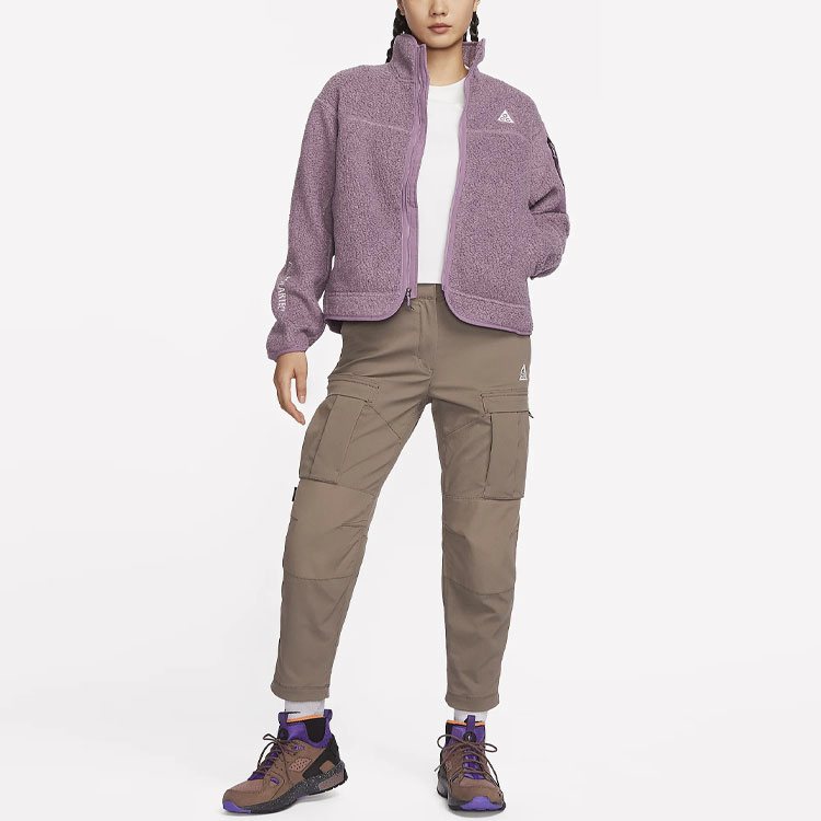 Nike Fleece Tops Women’s Violet Stand Collar Moderate