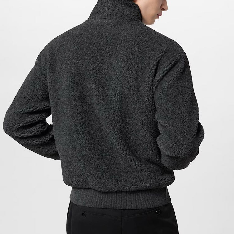 Мужская куртка Louis Vuitton SS24 Jacquard Fleece Jacket (темно-серая) — фото 4