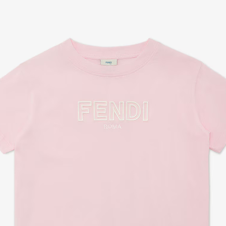 Женская футболка Fendi (розовая) — фото 4
