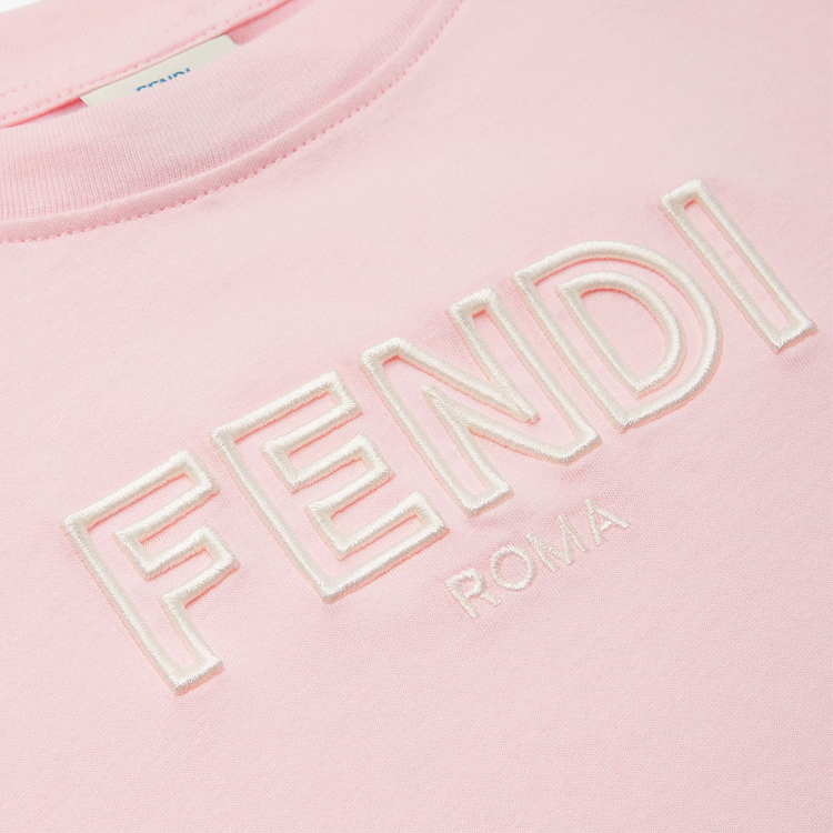 Женская футболка Fendi (розовая) — фото 3