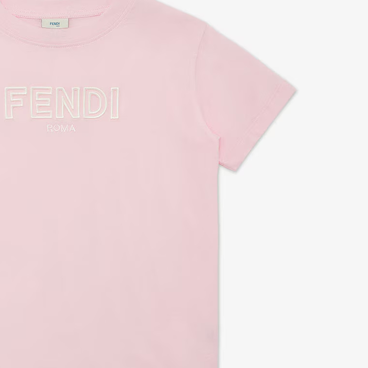 Женская футболка Fendi (розовая) — фото 5