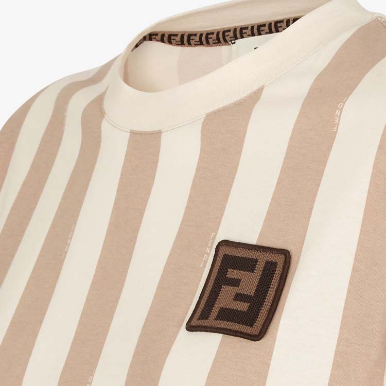 Женская футболка Fendi (бежевая) — фото 3